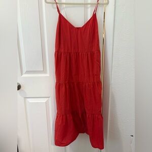 Abercrombie & Fitch Red Tiered Midi Dress